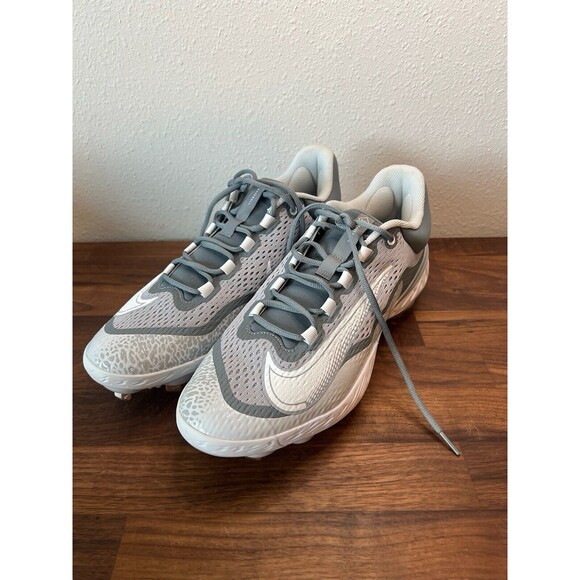 Nike Baseball Cleats Mens 14 Grey Alpha Huarache Elite 4 Low MCS Molded Logo - Picture 1 of 11